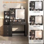 Vanity Desk with Mirror and Lights,Makeup Vanity with 6 Drawers and Shelves, Makeup Desk