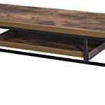 arsehhwe Modern Oak and Black Metal Finish TV Stand with Ample Storage, Accommodates Up to 60 Inch Flat Screen