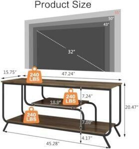 LOPOO Organize Your Media with TV Stand with Power Outlets, LED Lights, & Ample Storage for TVs Up to 55 inches