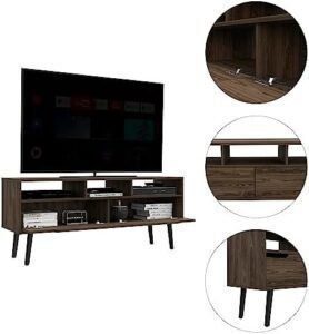 arsehhwe TV Stand with 2 Drawers and 3 Open Shelves, Accommodates TVs up to 60 inches