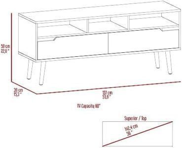 arsehhwe TV Stand with 2 Drawers and 3 Open Shelves, Accommodates TVs up to 60 inches