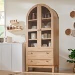 IFGET 71" Tall Arched Kitchen Pantry, Modern Farmhouse Wood Kitchens Storage Cabinets with 2 Large Drawers