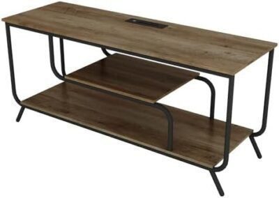 LOPOO Organize Your Media with TV Stand with Power Outlets, LED Lights, & Ample Storage for TVs Up to 55 inches