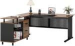 Tribesigns 63 Inch Executive Desk with File Cabinet, Large Office Desk L Shaped Computer Desk with Drawers and Storage Shelves