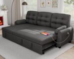 Ucloveria Sectional Sofa Couch, 87&quote; Sleeper Sofa Bed with Reversible Storage Chaise Pull Out Couch