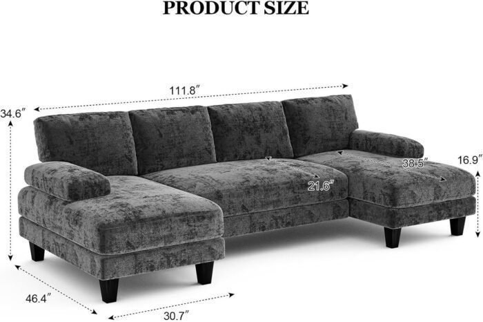 Txtin&apos;s U Shaped Sectional Couches for Living Room, 111 Inch Modular Sofa with Double Chaise, Large Lounge Couch