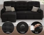 Ucloveria Sectional Sofa Couch, 87&quote; Sleeper Sofa Bed with Reversible Storage Chaise Pull Out Couch