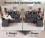 Reversible Sectional Sofa Couch, Sleeper Sofa Bed with Storage Chaise Pull Out Couch