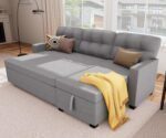Reversible Sectional Sofa Couch, Sleeper Sofa Bed with Storage Chaise Pull Out Couch