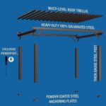 16×12 ashford traditional steel pergola with sail shade soft canopy