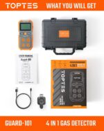 TOPTES 4 Gas Monitor Multi Gas Detector with Vibration,Visual and Audible Alarms