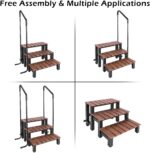 Hot tub Steps with handrails 550 LB Load Capacity above Ground Stairs Pool Steps Three Steps hot tub Steps with Railing RV Steps with Handrails Outdoor Spa Bathtub Step Ladder with Handrails