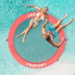 Inflatable Dock Floating Platform,8ft Inflatable Water Hammock Floating Deck for Lake W/Cupholder,Round Floating Ring Float Ring,Pool Float Raft Lounger Island Platform Pad