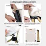 Camping Folding Table and Chairs Set,Aluminum Egg Roll Table with Easy Carrying Bag for Indoor,Outdoor,Camping,Picnic,Backyard,Set 5 Piece and Camping Table for 4 Person,White.