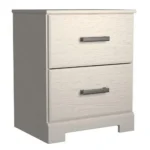 24 Inch Modern Rustic Composite Wood Nightstand,2 Drawers,Oak White By Casagear Home