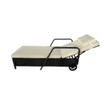 Rattan Sun Lounger with Wheels