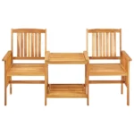 Garden Chairs With Tea Table 159X61X92 Cm Solid Acacia Wood
