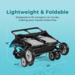 Gaggle by Foundations Compass Quad 4 Seat Stroller | 4-Seat Stroller for Daycare | Oversized UV Blocking Canopy | 5-Point Harness | Easy Loading | Storage Bucket | Teal