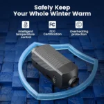 Hcalory Diesel Air Heater, 12V 5KW-8KW Parking Heater with LCD Switch & Remote Control & Muffler for Motorhome Boat RV Trucks Car Bus Trailer, Black