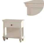 Poplar Wood Night Stand With Spacious Storage,White