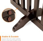 3-Panel Freestanding Wooden Pet Gate w/Walk Through Door