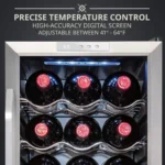 18 Bottle Compressor Wine Cooler Refrigerator w/Lock,Large Freestanding Wine Cellar For Red,White,Champagne or Sparkling Wine,41f-64f Digital Temperature Control Fridge Glass Door Black
