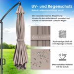 KESSER? Aluminium Cantilever Parasol + Cover Diameter 350 cm and Crank Device Crank Umbrella with Stand UV Protection Aluminium Water-Repellent Canopy 360?? Function Garden Umbrella Market Umbrella