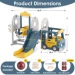 BIERUM 5 in 1 Toddler Slide and Swing Set for Toddlers Age 1-3