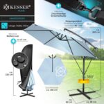 KESSER? Aluminium Cantilever Parasol + Cover Diameter 350 cm and Crank Device Crank Umbrella with Stand UV Protection Aluminium Water-Repellent Canopy 360?? Function Garden Umbrella Market Umbrella
