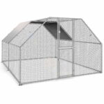 Dextrus Chicken Run Coop 13.1 x 9.8 x 6.4 ft Large Metal Chicken Coop Spire Shaped,Walk-in Hen Cage,Outdoor Poultry Cage with Waterproof Cover and Wire Mesh for Backyard,Yard Outdoor