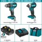 Makita 18 Volt LXT Lithium Ion Brushless Cordless 2 PC Combo Kit Factory Serviced