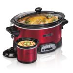 Hamilton Beach 7 Quart Stay or Go Programmable Slow Cooker with Party Dipper,Red,33478