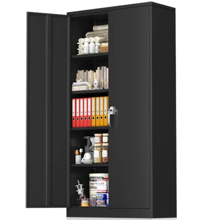 Greenvelly 72 Black Storage Cabinet with Doors