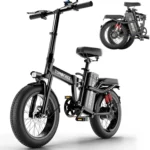 T1 Electric Bike for Adults 1200W Motor, 31MPH, 48V 20AH Folding E-Bike,16 * 3" Tire Mountain Snow Bike LED Display 330lbs Load Capacity - Tomofree Black