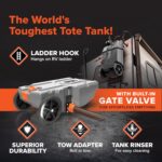 36-Gallon Portable Camper / RV Tote Tank - Features Large Heavy-Duty No-Flat Wheels & Built-In Gate Valve - Removable Steel Tow Adapter,3??RV Sewer Hose & More RV Accessories (39006)