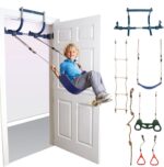 6 Piece Indoor Doorway Gym Set for Kids ÿ Indoor Swing for Kids Includes Kids Swing Chair,Rings,Hanging Trapeze,Ladder,Swinging Rope & Pullup Bar
