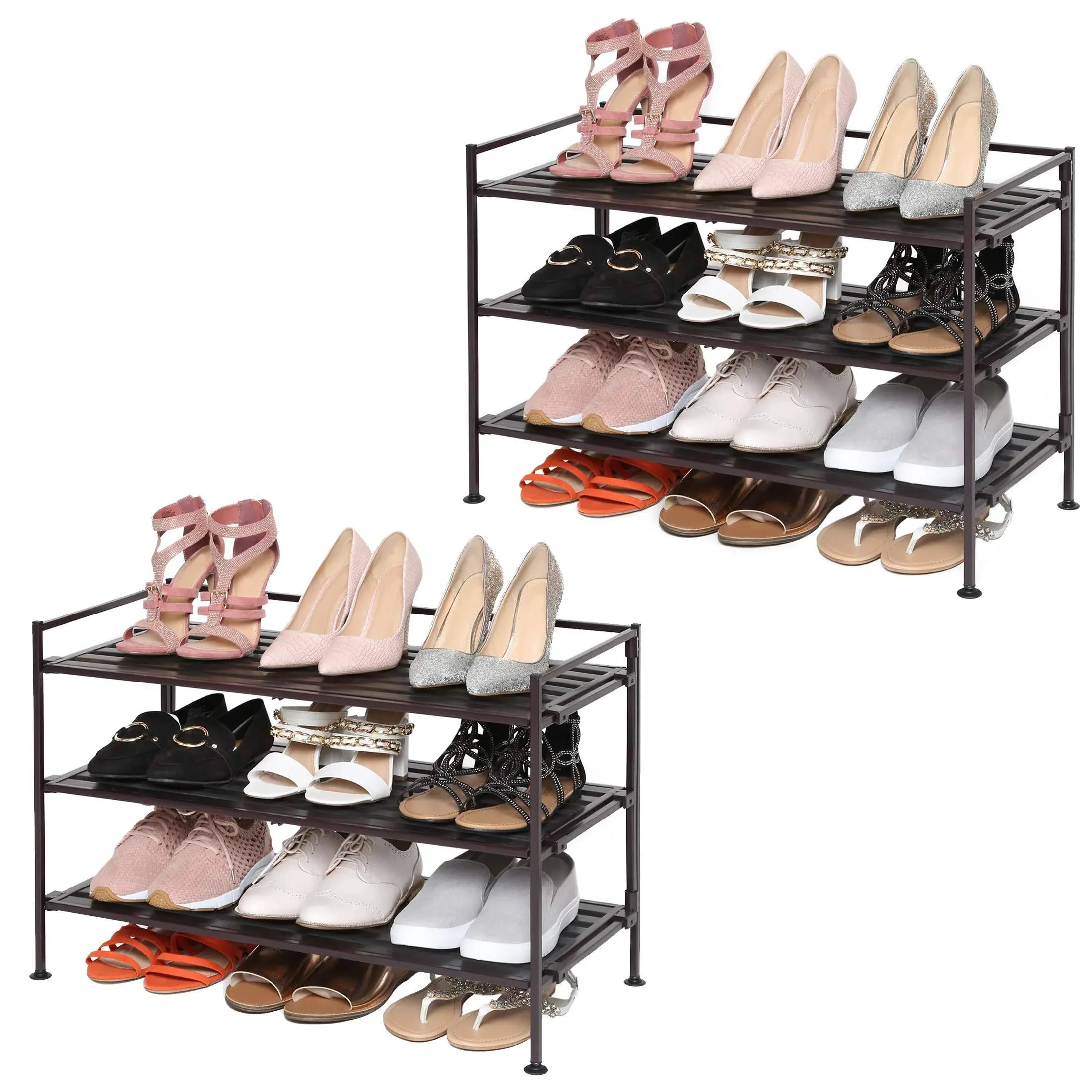 3 Tier Resin Slat Utility Shoe Rack 2 Pack, 3 Tier Resin Slat Utility Shoe Rack 2 Pack,