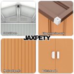 JAXPETY Sheds & Outdoor Storage 6x8 FT Garden Shed Tool Metal Outdoor Storage Shed with Sliding Doors for Backyard,Patio Coffee