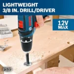 BOSCH CLPK22-120 12V Max Cordless 2-Tool 3/8 in. Drill/Driver and 1/4 in. Impact Driver Combo Kit with 2 Batteries,Charger and Case,Blue