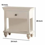 Poplar Wood Night Stand With Spacious Storage,White