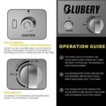 BLUBERY 44?? Propane Fire Pit Table,50,000 BTU PE Rattan Gas Fire Pit with Black Tempered Glass Tabletop,Glass Wind Guard,AutoIgnition,White Glass Stone,ETL CERT