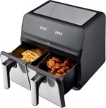 Cooks Professional 8 Litre Dual Digital Air Fryer with Double Twin Basket | Stainless Steel Energy Saving Instant Fryer with Double Drawers & Preset Functions | 8L Capacity (XL) | Black