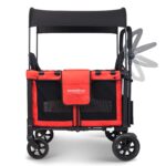W2 MultiFunction Push 2 Passenger Double Folding Stroller,Adjustable Canopy Removable Footrest Seats up to 2 Toddlers Poppy Red