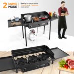 ROVSUN 3 Burner Gas Stove with 2 Side Shelves