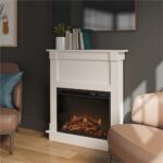 Ameriwood Home Ellsworth Fireplace with Mantel,White - Cozy Electric Heater