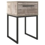 Grace 20 Inch Modern Nightstand,Metal Base,1 Drawer,Whitewashed Wood By Casagear Home