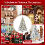 iFanze 6ft Pre-Lit Snow Flocked Christmas Tree with 1000 Tips 250 Warm Lights,Hinged Artificial Holiday Xmas Pine Tree