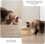 10?? Tilted Wooden Stand Elevated Cat Food and Water Bowls with Thick Ceramic