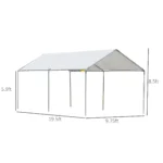 Outsunny 10'x20' Carport Heavy Duty Galvanized Car Canopy with Included Anchor Kit,3 Reinforced Steel Cables,White