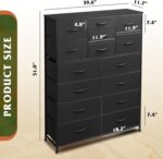 WLIVE Tall Black Dresser for Bedroom Furniture,Fabric Dressers Storage Tower